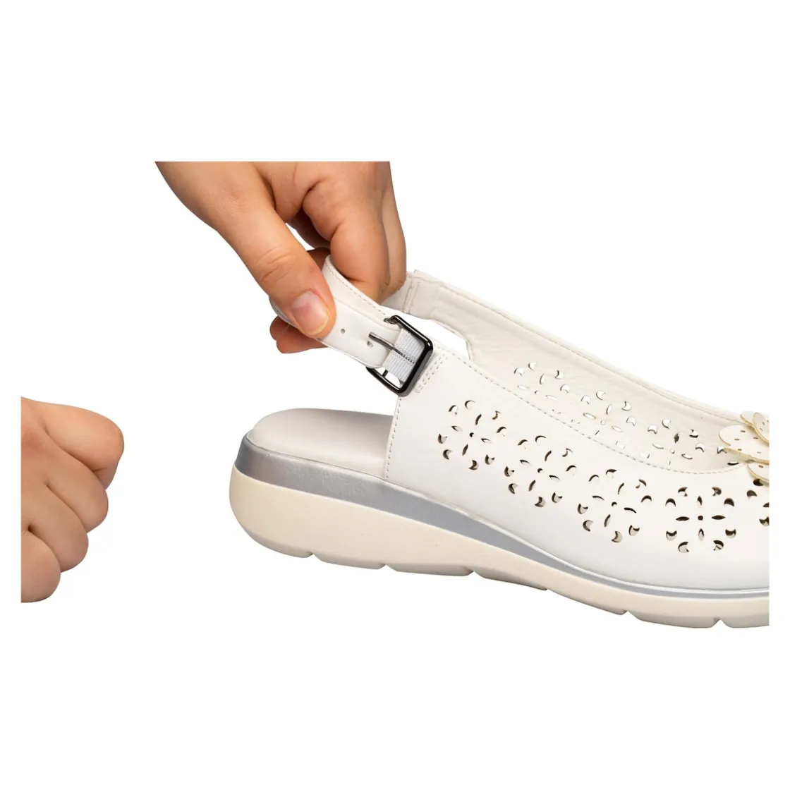 Sandalen|Die moderne Hausfrau Komfort-Sandalette „Rose“ weiß