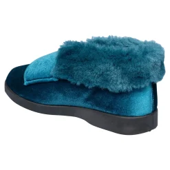 Hausschuhe|Die moderne Hausfrau Kuschel-Kletthausschuh "Carmen" petrol