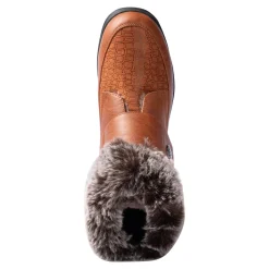 Stiefeletten|Die moderne Hausfrau Kuschel-Klettstiefelette „Steffi“ cognac