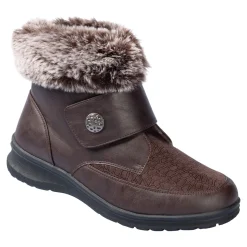 Stiefeletten|Die moderne Hausfrau Kuschel-Klettstiefelette „Steffi“ schokobraun