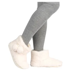 Hausschuhe|Die moderne Hausfrau Kuschelstiefel mit Bommel