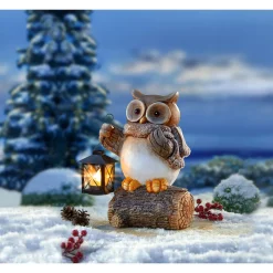 Herbstdekoration|Gartendekoration ·Gartenfiguren|Die moderne Hausfrau Laternen-Eule "Hubert"