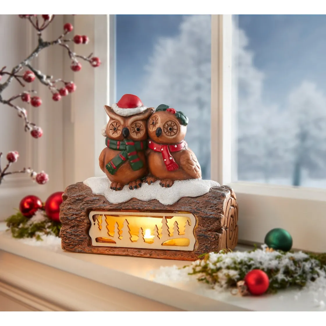 Weihnachtsdekoration·Weihnachtsbeleuchtung|Dekofiguren|Die moderne Hausfrau LED-Dekofigur „Wintereulen“