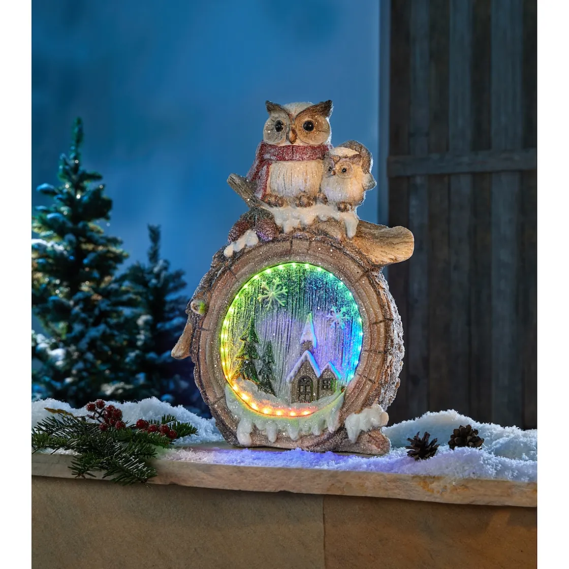 Weihnachtsdekoration·Weitere Weihnachtsdeko|Die moderne Hausfrau LED-Dekofigur „Winter-Eulen“