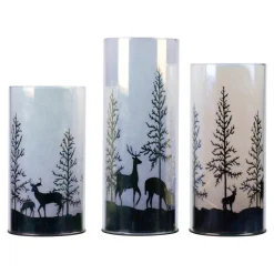 Weihnachtsdekoration·Weihnachtskerzen|Leuchtdekoration·Kerzen & Teelichter|Die moderne Hausfrau LED-Dekogläser-Set "Winterwald", 3-teilig