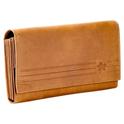 Geldbörsen|Die moderne Hausfrau Lederbörse „Hibiskus“ cognac