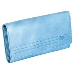 Geldbörsen|Die moderne Hausfrau Lederbörse „Hibiskus“ hellblau