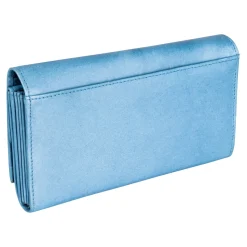 Geldbörsen|Die moderne Hausfrau Lederbörse „Hibiskus“ hellblau