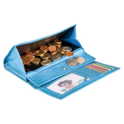 Damen Die moderne Hausfrau Lederbörse „Hibiskus“ hellblau