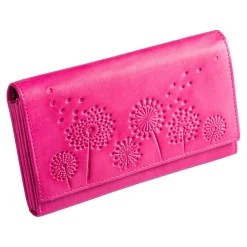 Geldbörsen|Die moderne Hausfrau Lederbörse „Pusteblume“ pink