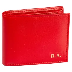 Geldbörsen|Die moderne Hausfrau Lederbörse „Sicherheitsfach“ mit Initialen rot