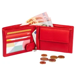 Geldbörsen|Die moderne Hausfrau Lederbörse „Sicherheitsfach“ mit Initialen rot