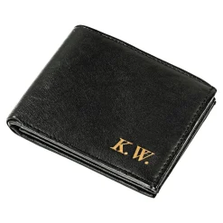 Geldbörsen|Die moderne Hausfrau Lederbörse „Sicherheitsfach“ mit Initialen schwarz