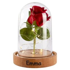 Kunstpflanzen|Die moderne Hausfrau LED-Glas "Ewige Rose" mit Musik, personalisiert mit Namen