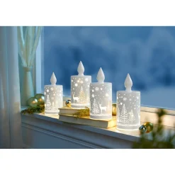 Gartendekoration ·Led-Leuchten|Leuchtdekoration·Kerzen & Teelichter|Die moderne Hausfrau LED-Glaskerze, 1 Stück White Christmas