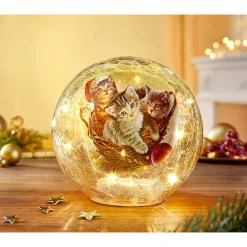 Weihnachtsdekoration·Weihnachtsbeleuchtung|Weihnachtsdekoration·Weitere Weihnachtsdeko|Die moderne Hausfrau LED-Glaskugel "Weihnachtskatzen"