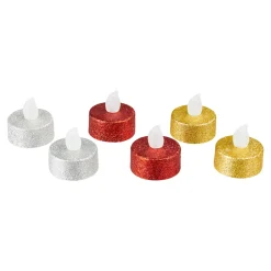 Weihnachtsdekoration·Weihnachtskerzen|Gartendekoration ·Led-Leuchten|Die moderne Hausfrau LED-Glitter-Teelichter, 6 Stück rot | silber | gold