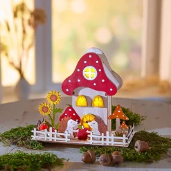 Dekofiguren|Herbstdekoration|Die moderne Hausfrau LED-Holzdeko „Igel-Haus“