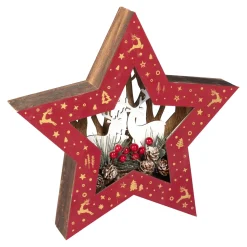 Weihnachtsdekoration·Weihnachtsbeleuchtung|Weihnachtsdekoration·Weihnachtsbeleuchtung|Die moderne Hausfrau LED-Holzdeko „Stern“ rot