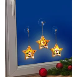 Weihnachtsdekoration·Weihnachtsbaumschmuck|Weihnachtsdekoration·Weihnachtsbeleuchtung|Die moderne Hausfrau LED-Holzsterne "Trio", 3 Stück