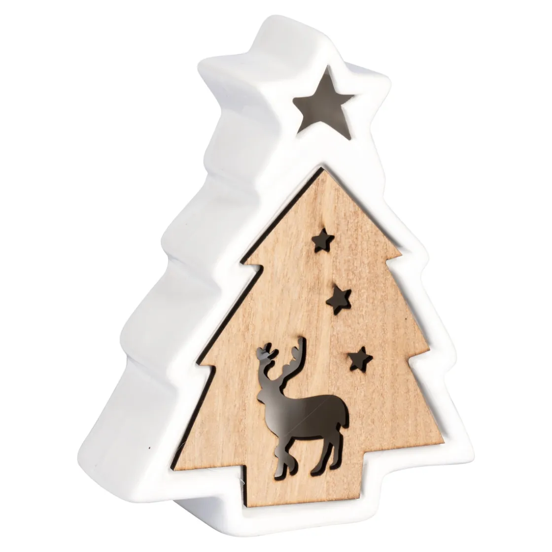 Dekofiguren|Die moderne Hausfrau LED-Keramik-Dekofigur „Tanne“