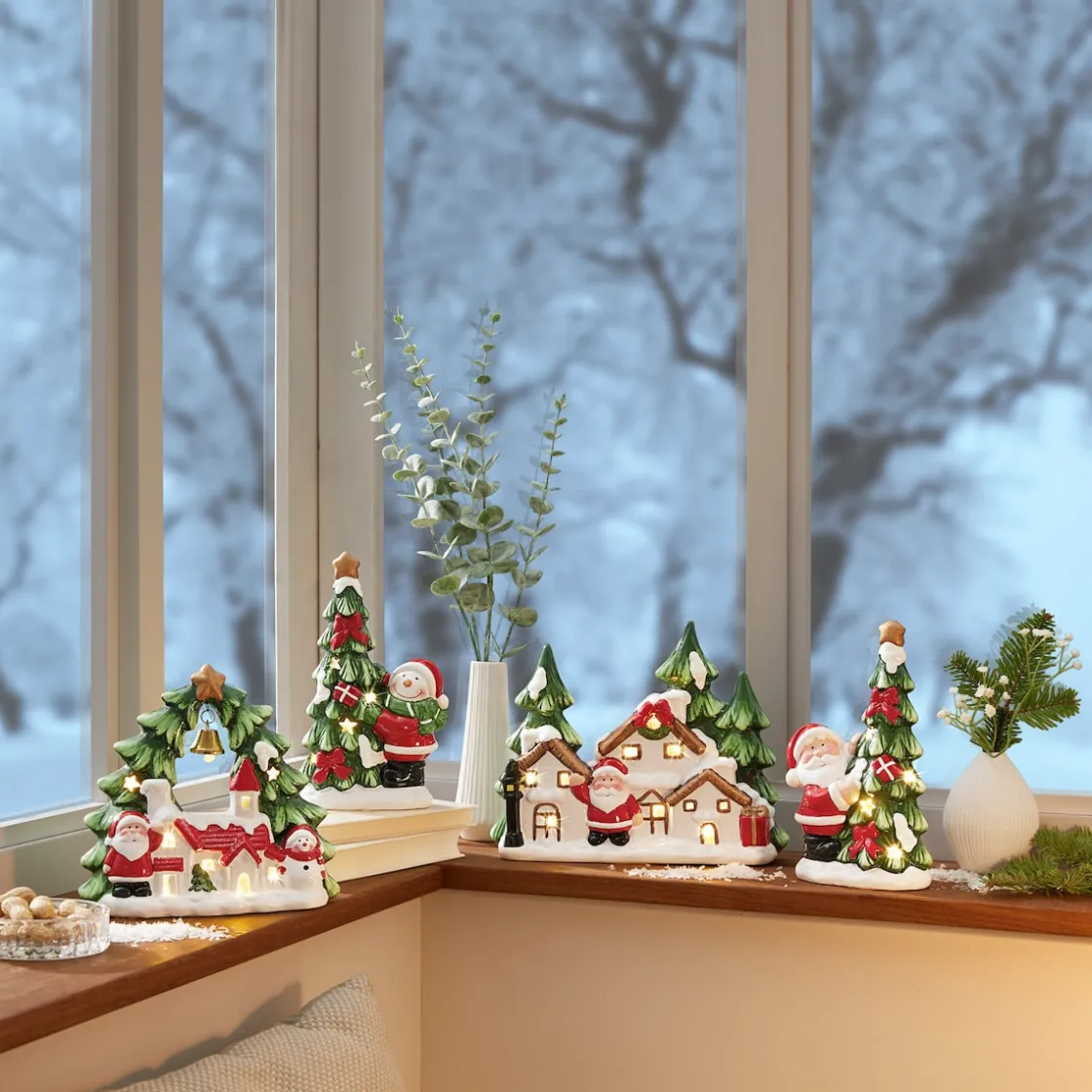 Weihnachtsdekoration·Weihnachtsbeleuchtung|Dekofiguren|Die moderne Hausfrau LED-Keramikfigur „Schneemann“