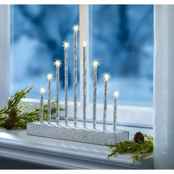 Weihnachtsdekoration·Weihnachtsbeleuchtung|Dekofiguren|Die moderne Hausfrau LED-Kerzentreppe „Glitter“ silber