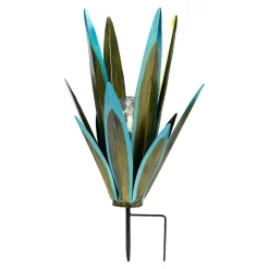 Gartendekoration ·Solarleuchten|Gartendekoration ·Led-Leuchten|Die moderne Hausfrau LED-Solar-Gartenstecker "Blatt" aquamarin