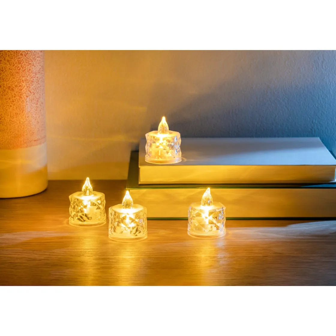 Gartendekoration ·Led-Leuchten|Leuchtdekoration·Kerzen & Teelichter|Die moderne Hausfrau LED-Teelichter „Diamond“, 4 Stück
