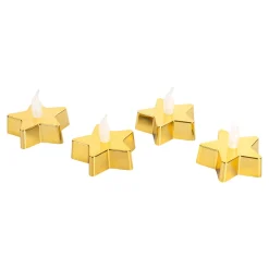 Herbstdekoration|Gartendekoration ·Led-Leuchten|Die moderne Hausfrau LED-Teelichter „Stern“, 4 Stück goldfarben