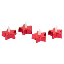 Herbstdekoration|Gartendekoration ·Led-Leuchten|Die moderne Hausfrau LED-Teelichter „Stern“, 4 Stück rot