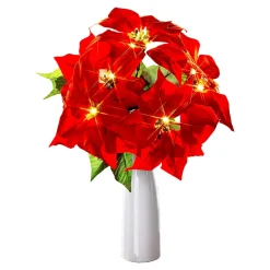 Weihnachtsdekoration·Adventskränze & Gestecke|Weihnachtsdekoration·Weihnachtsbeleuchtung|Die moderne Hausfrau LED-Weihnachtsstrauß + Gratis Vase