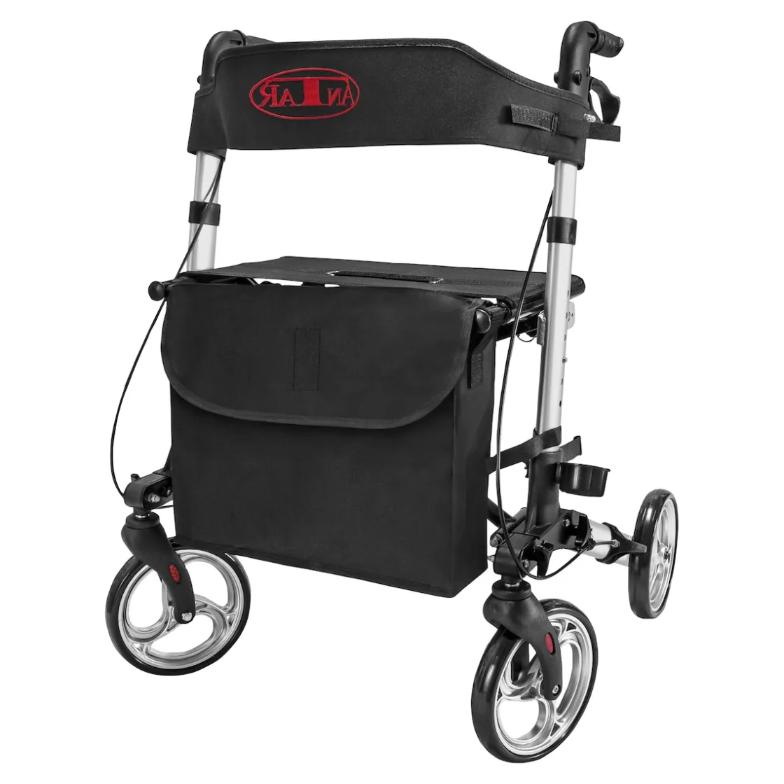 Rollatoren|Die moderne Hausfrau Leichtgewicht-Rollator Premium, Aluminium AT51006 + Transporttasche mit Rollen
