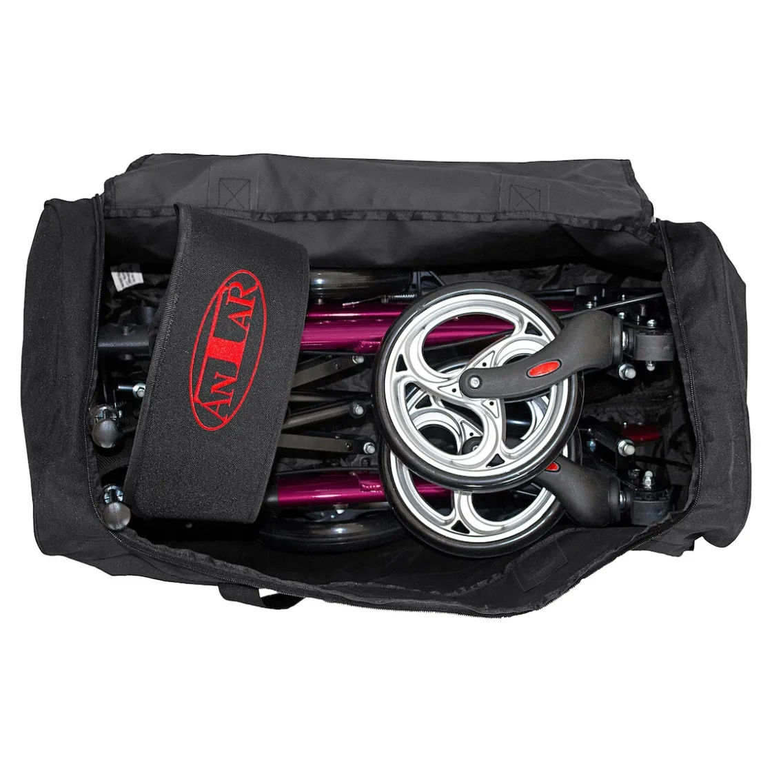 Rollatoren|Die moderne Hausfrau Leichtgewicht-Rollator Premium, Aluminium AT51006 + Transporttasche mit Rollen