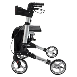 Rollatoren|Die moderne Hausfrau Leichtgewicht-Rollator Premium, Aluminium, mit Rückengurt und Tasche - AT51006 silber