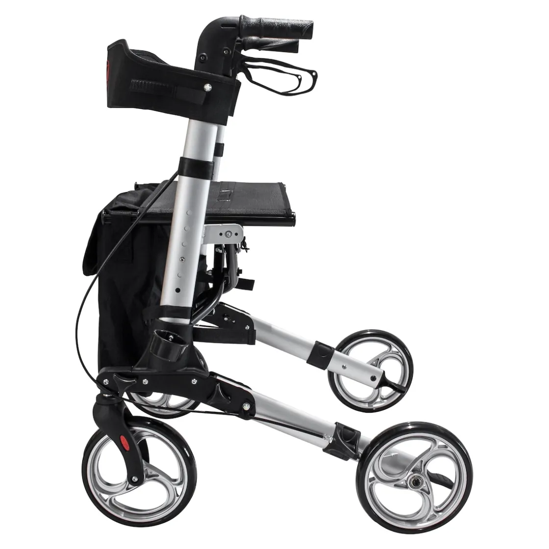Rollatoren|Die moderne Hausfrau Leichtgewicht-Rollator Premium, Aluminium, mit Rückengurt und Tasche - AT51006 silber