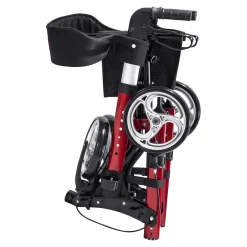 Rollatoren|Die moderne Hausfrau Leichtgewicht-Rollator Premium, Aluminium, mit Rückengurt und Tasche - AT51006 rot