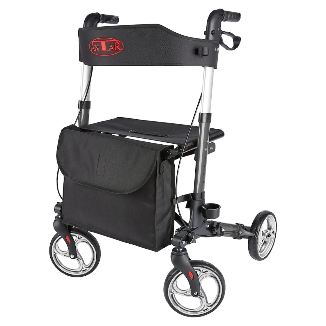 Rollatoren|Die moderne Hausfrau Leichtgewicht-Rollator Premium, Aluminium, mit Rückengurt und Tasche - AT51006 anthrazit