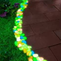 Gartendekoration ·Solarleuchten|Frühlingsdekoration|Die moderne Hausfrau Leucht-Steine "Kunterbunt", 100 Stück