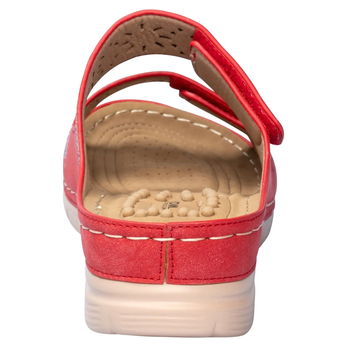 Damen Die moderne Hausfrau Massage-Klettpantolette „Michaela“ rot