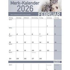 Wand- & Taschenkalender|Die moderne Hausfrau Merkkalender 2026 „Katzenbabies“