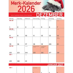 Wand- & Taschenkalender|Die moderne Hausfrau Merkkalender 2026 „Katzenbabies“
