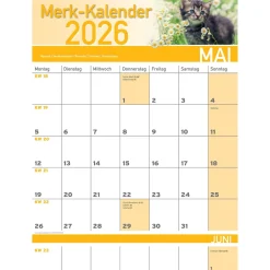 Wand- & Taschenkalender|Die moderne Hausfrau Merkkalender 2026 „Katzenbabies“
