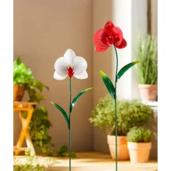 Gartendekoration ·Gartenstecker|Frühlingsdekoration|Die moderne Hausfrau Metall-Gartenstecker "Orchidee" weiß
