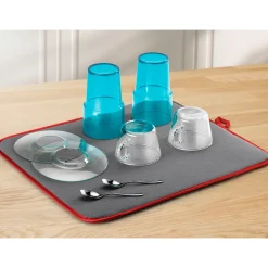 Spülbeckeneinlagen|Die moderne Hausfrau Microfaser Abtropfmatte "Softex" grau/rot