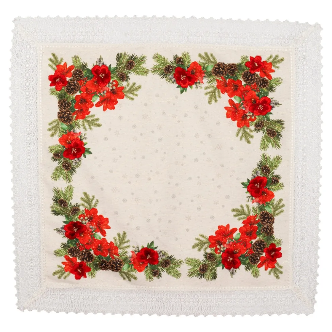 Weihnachtsdekoration·Weihnachtstischdecken|Tischdecken & -Läufer·Tischdecken|Die moderne Hausfrau Mitteldecke „Amaryllis“, 85x85 cm