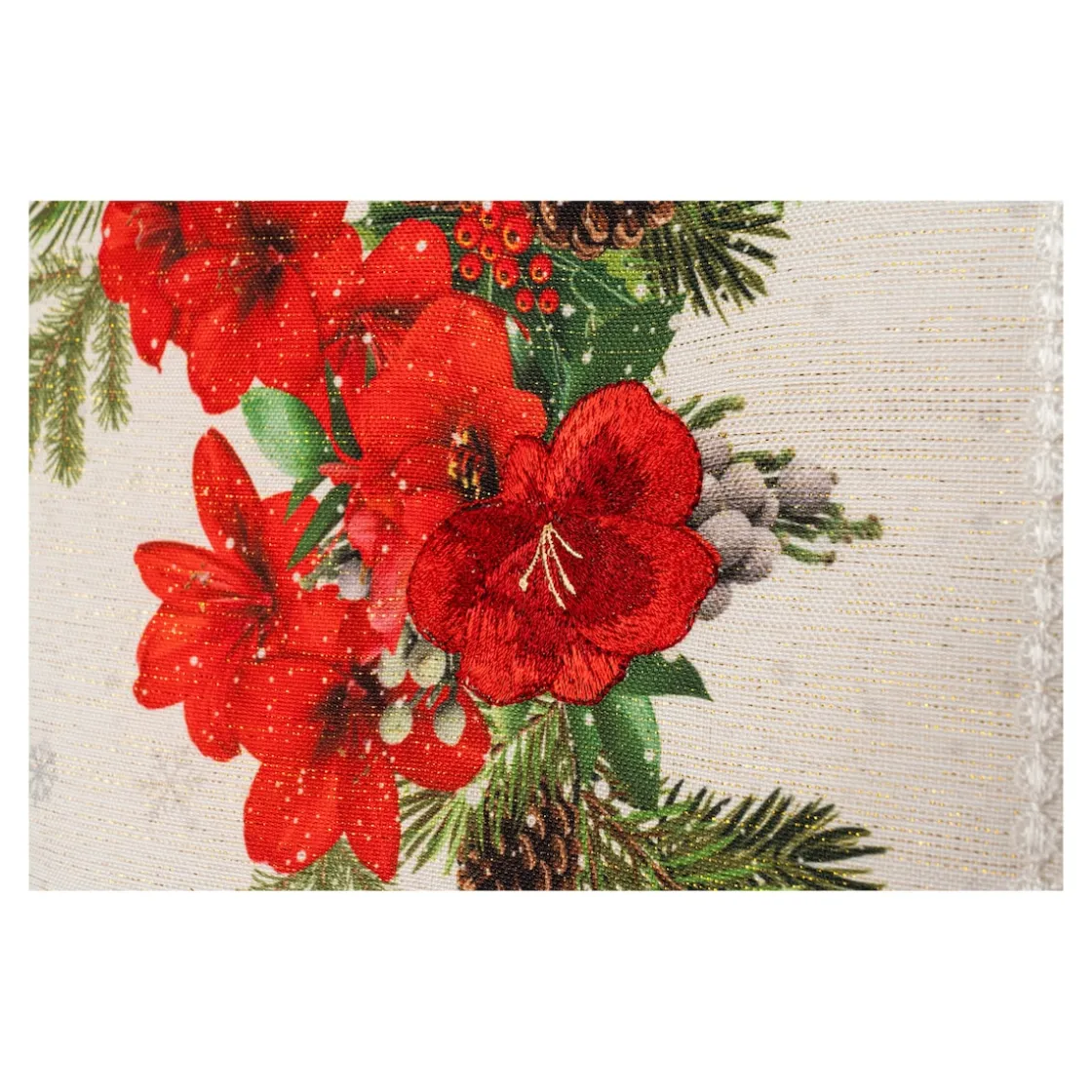 Weihnachtsdekoration·Weihnachtstischdecken|Tischdecken & -Läufer·Tischdecken|Die moderne Hausfrau Mitteldecke „Amaryllis“, 85x85 cm