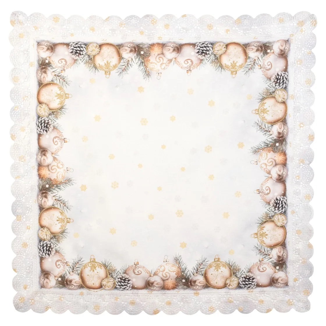 Weihnachtsdekoration·Weihnachtstischdecken|Tischdecken & -Läufer·Tischdecken|Die moderne Hausfrau Mitteldecke „Festtagskugeln“, 85x85 cm
