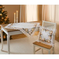 Weihnachtsdekoration·Weihnachtstischdecken|Tischdecken & -Läufer·Tischdecken|Die moderne Hausfrau Mitteldecke „Festtagskugeln“, 85x85 cm