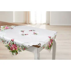 Tischdecken & -Läufer·Tischdecken|Die moderne Hausfrau Mitteldecke „Rose mit Spitze“, 85x85 cm